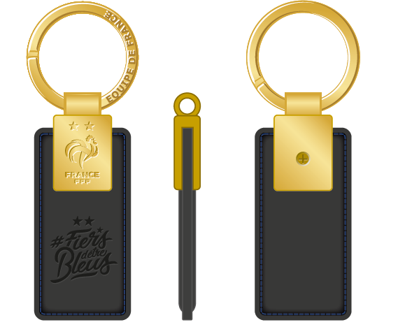 FFF - Keyring Black Leather