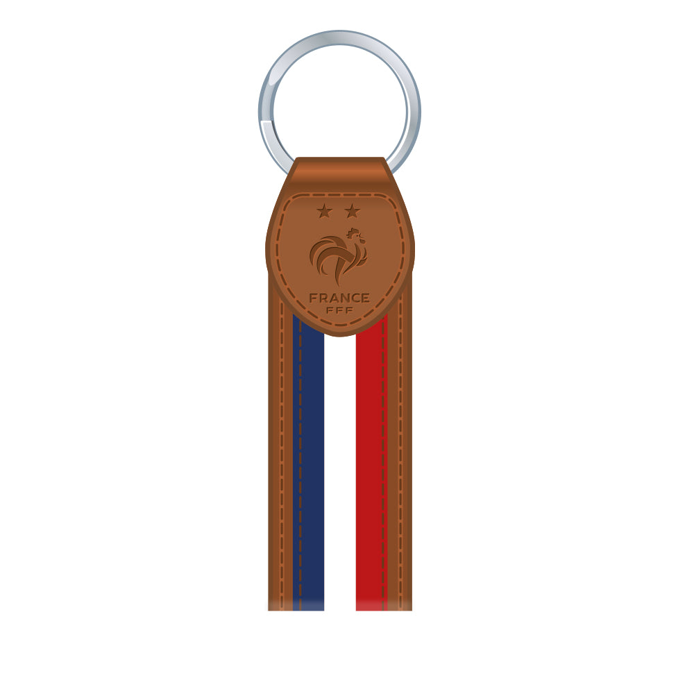 FFF - Keyring Brown Leather "Proud to be Blue"