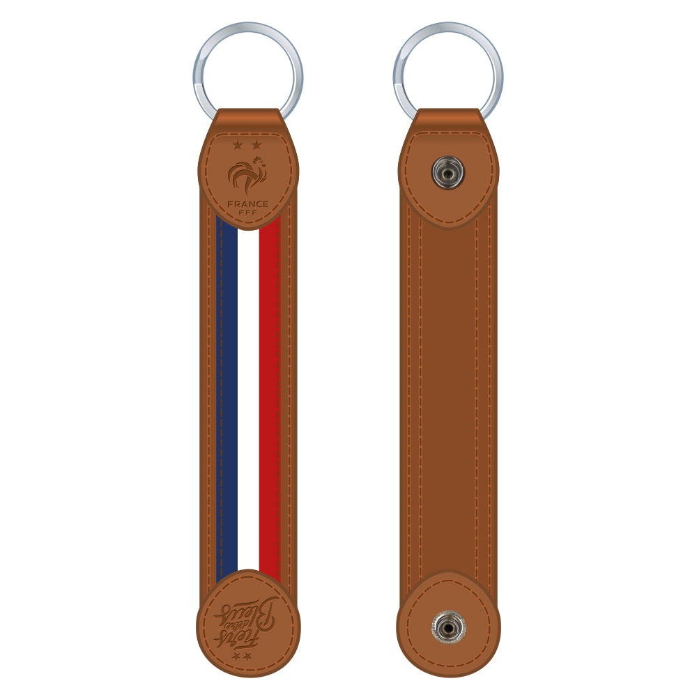 FFF - Keyring Brown Leather "Proud to be Blue"