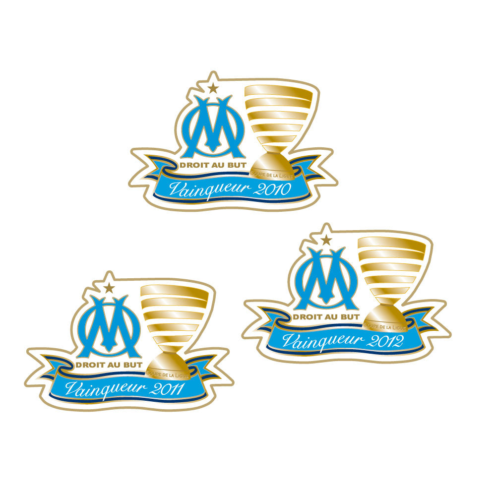 Olympique de Marseille - Pin Badge Set of 3 "Champions Coupe de la Ligue 2010, 2011, 2012" (Set of 3)