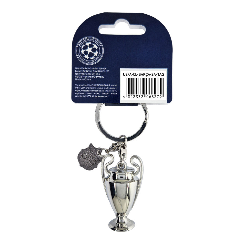 UEFA Champions League - Trophy Keyring with Barcelona Tag