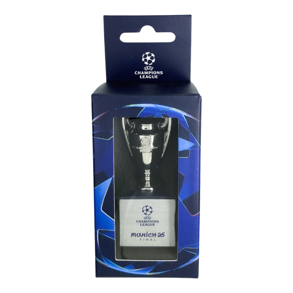 UEFA Champions League - Trophy Replica on Wooden Pedestal "Munich 25 Final" (45 mm)