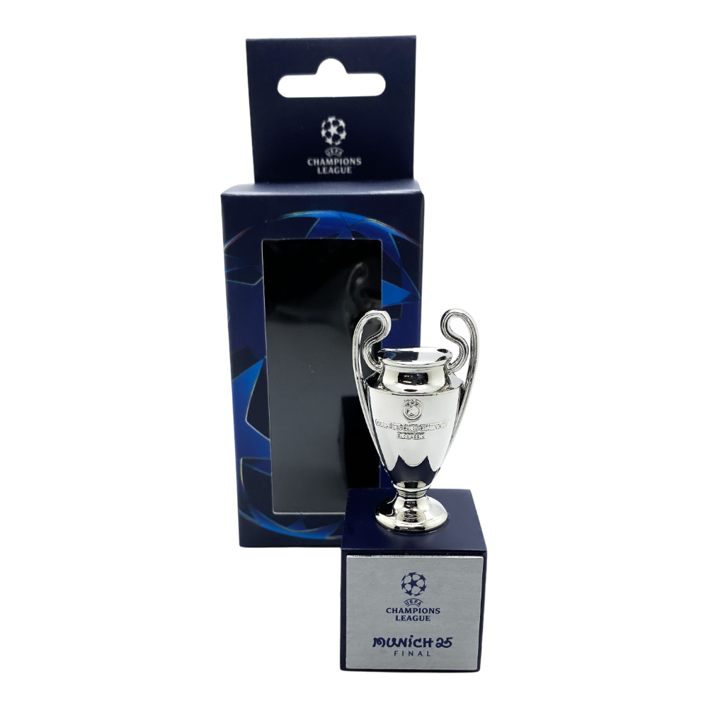 UEFA Champions League - Trophy Replica on Wooden Pedestal "Munich 25 Final" (45 mm)