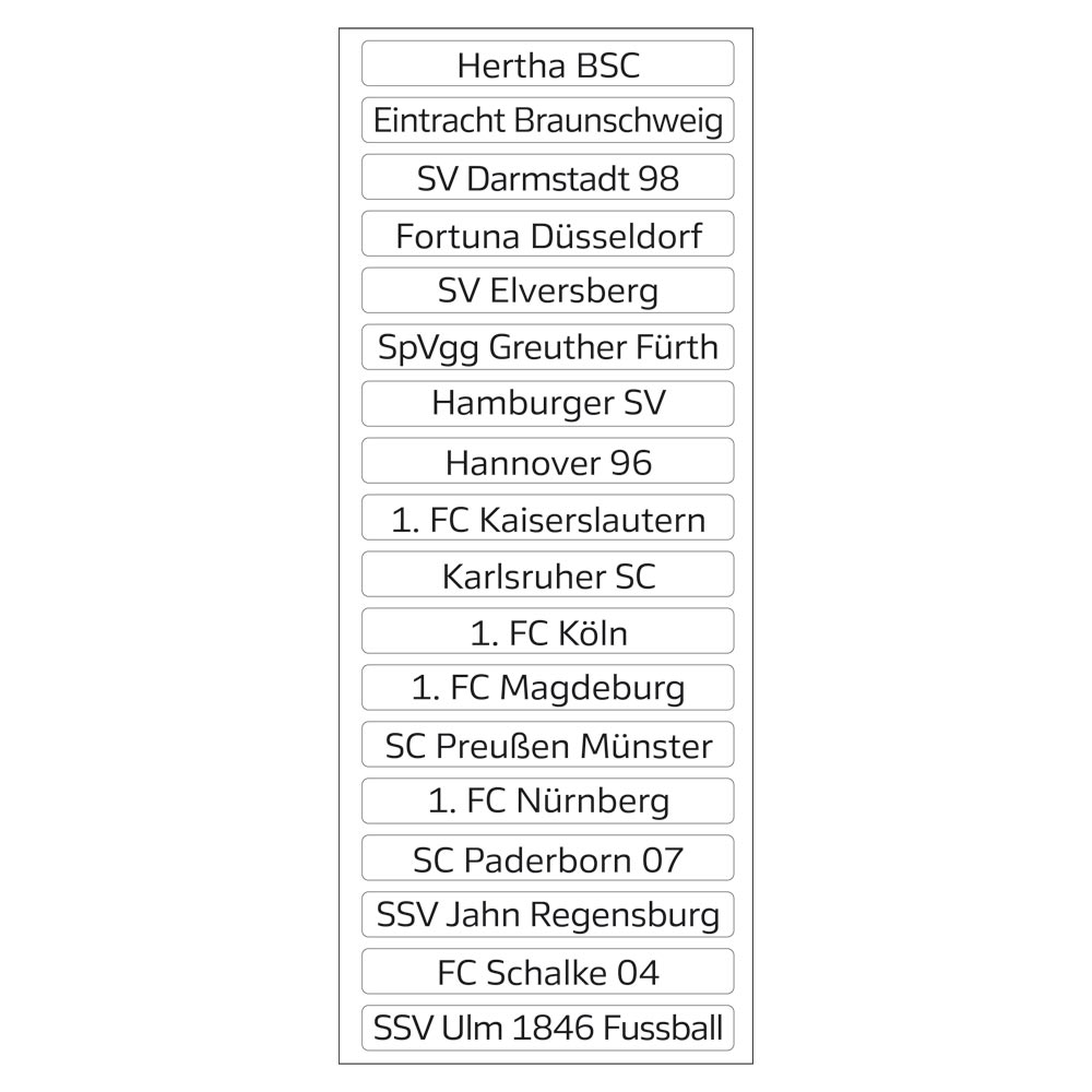 2. Bundesliga Magnettabelle - Vereinsnamen (Saison 2024/25)