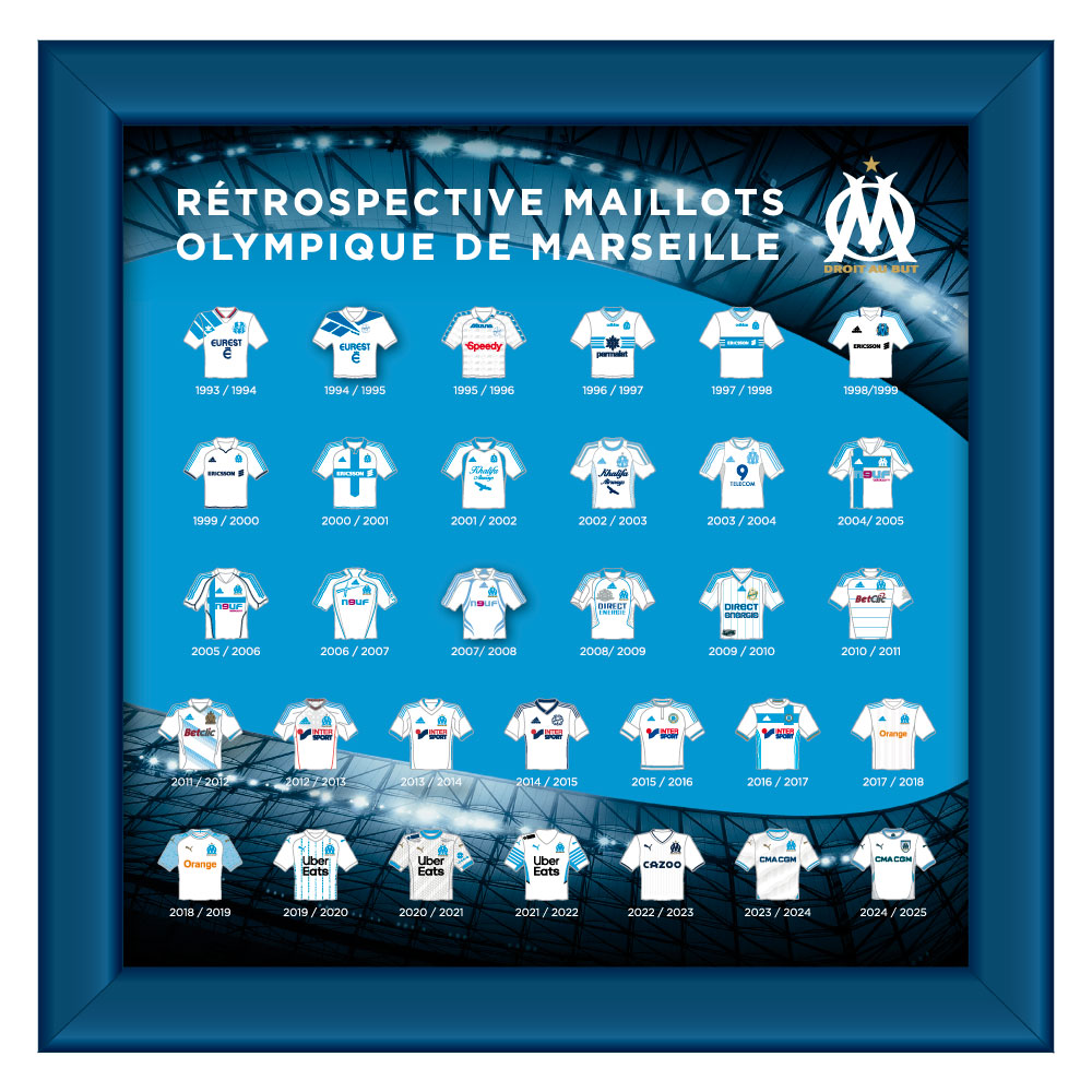 Olympique de Marseille - Pin Badge Jersey Collection Frame (1993 - 2024)