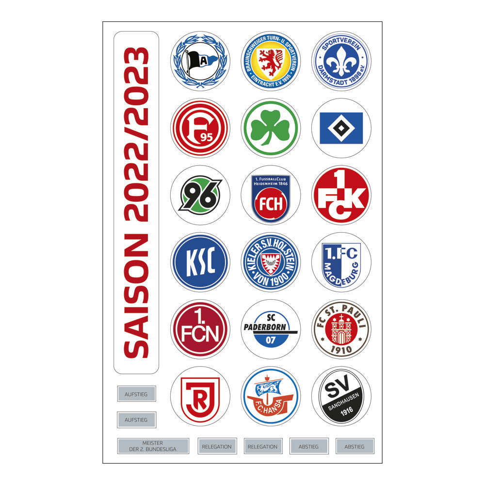 2. Bundesliga Magnettabelle - Clublogos (Saison 2022/23)