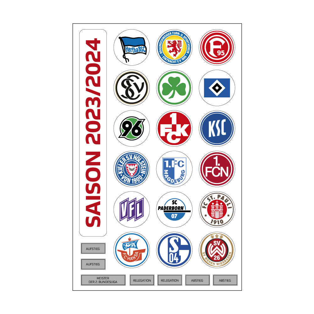 2. Bundesliga Magnettabelle - Clublogos (Saison 2023/24)