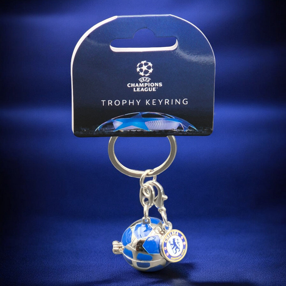 CFC – UEFA Champions League Schlüsselanhänger Starball mit Mini-3D-Pokal