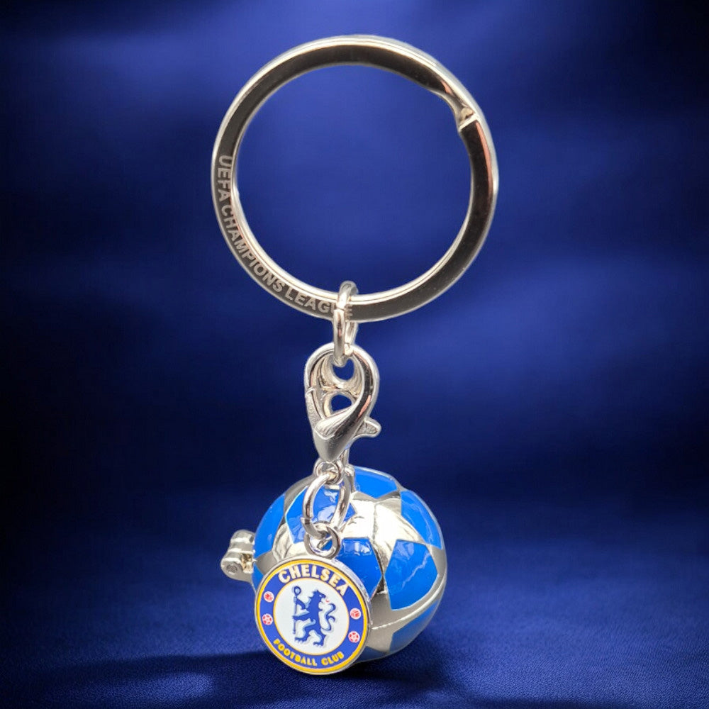 CFC – UEFA Champions League Schlüsselanhänger Starball mit Mini-3D-Pokal