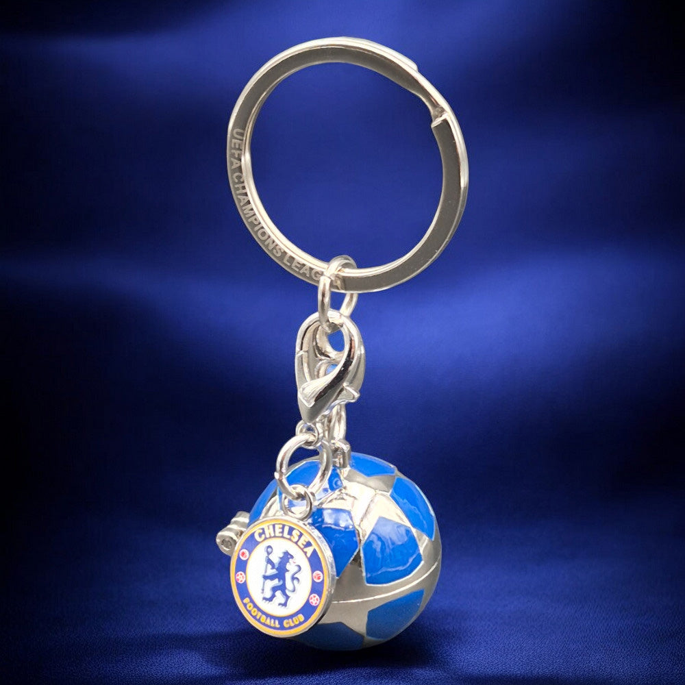 CFC – UEFA Champions League Schlüsselanhänger Starball mit Mini-3D-Pokal