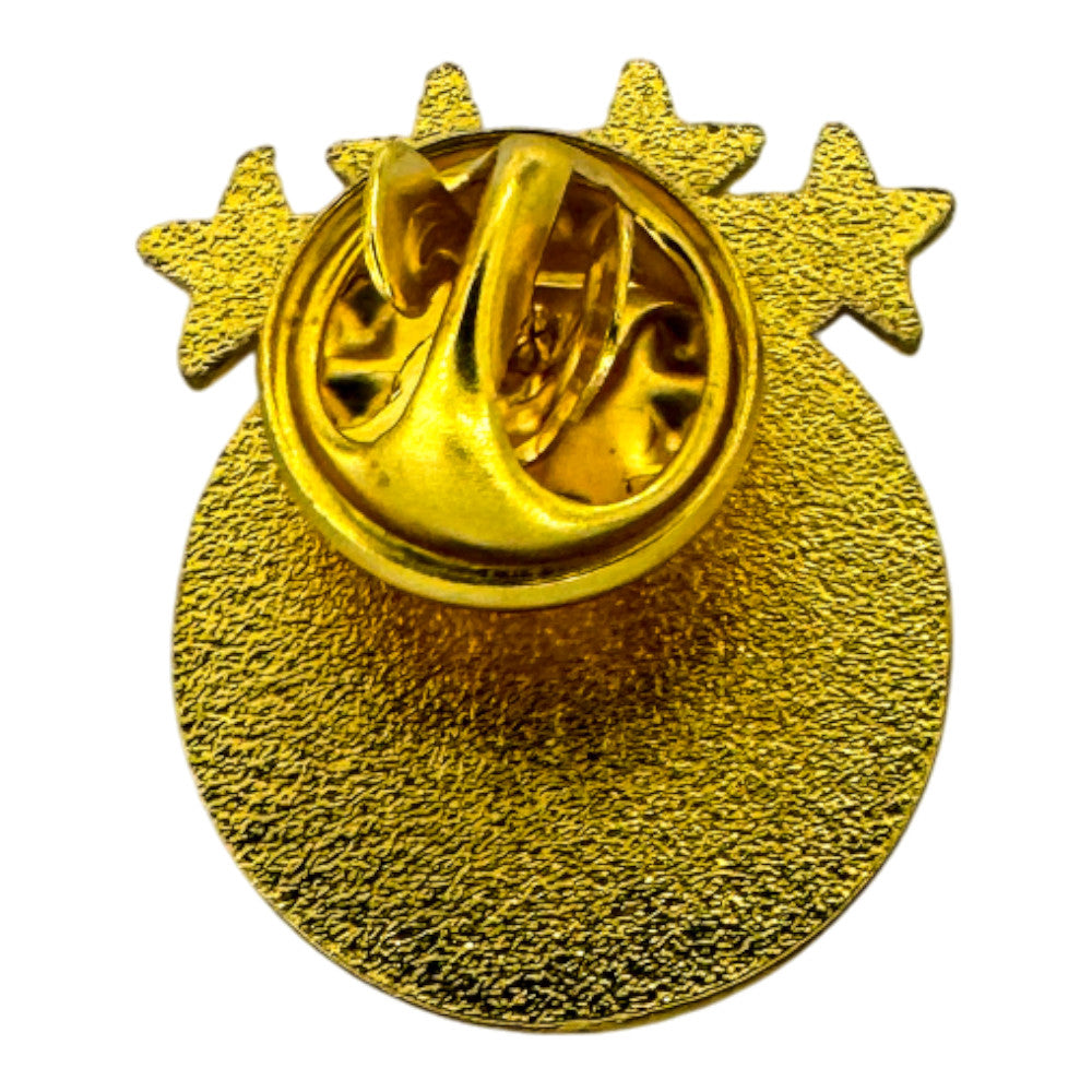 Rückseite der goldenen DFB Anstecknadel mit robustem Butterfly-Verschluss