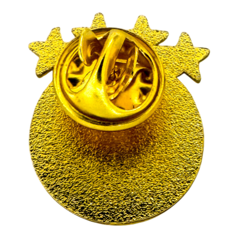 Rückansicht des DFB Pins mit sicherem Schmetterlingsverschluss für Kleidung und Taschen