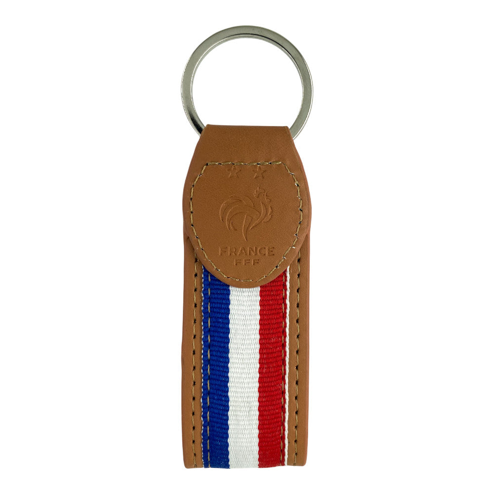 FFF - Keyring Brown Leather "Proud to be Blue"