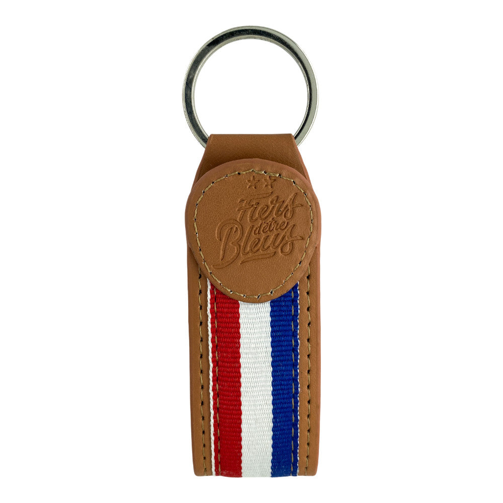 FFF - Keyring Brown Leather "Proud to be Blue"