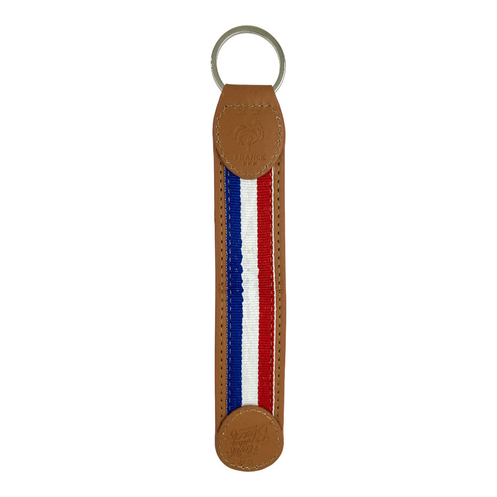 FFF - Keyring Brown Leather "Proud to be Blue"