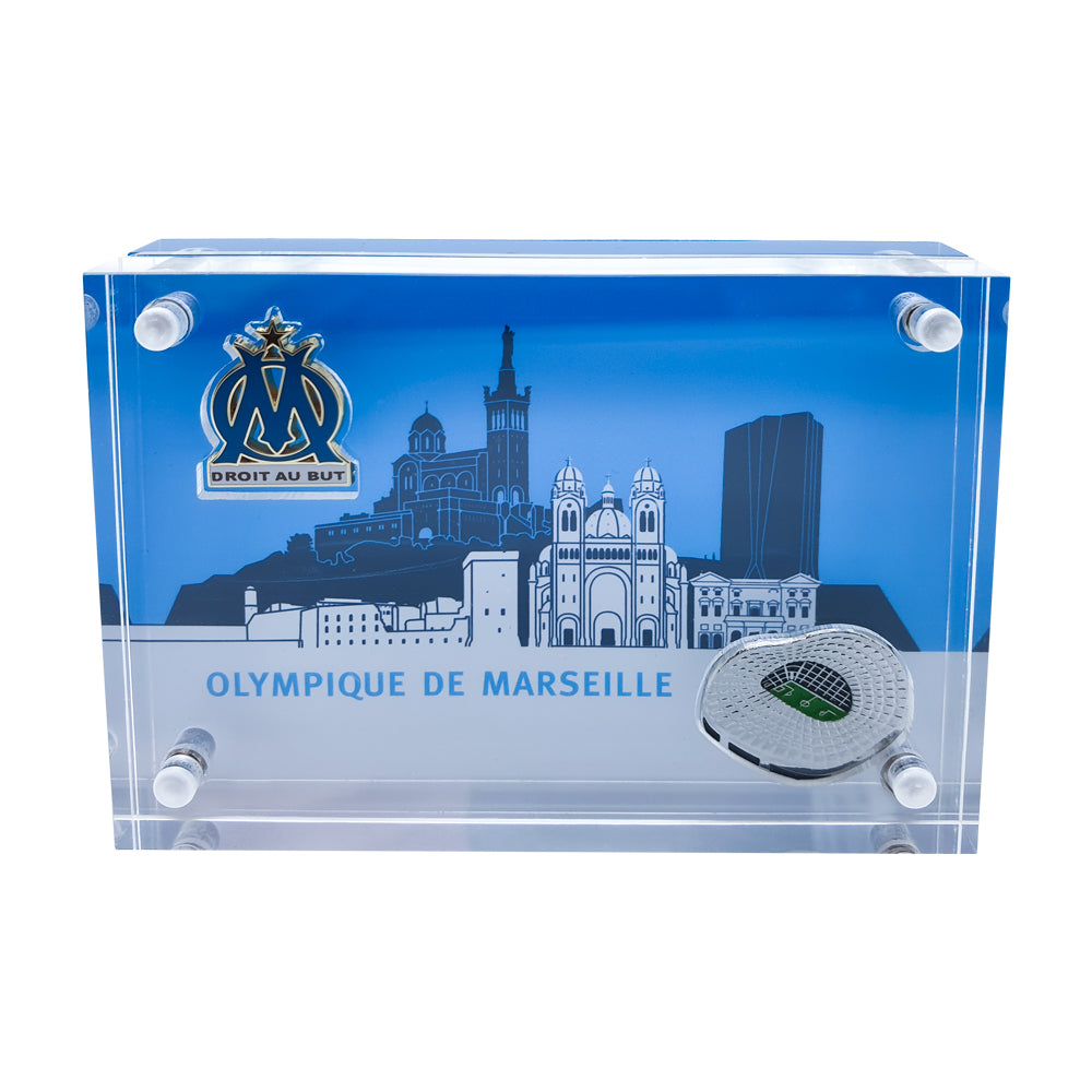 Olympique Marseille – Pin Acrylaufsteller Logo & Velodrom