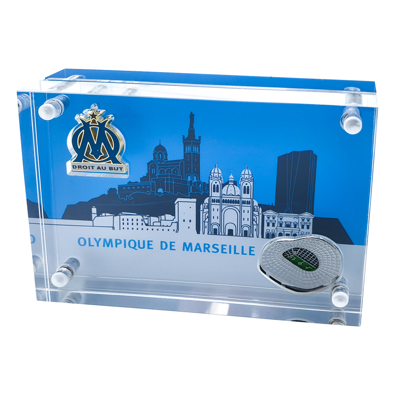 Olympique Marseille – Pin Acrylaufsteller Logo & Velodrom