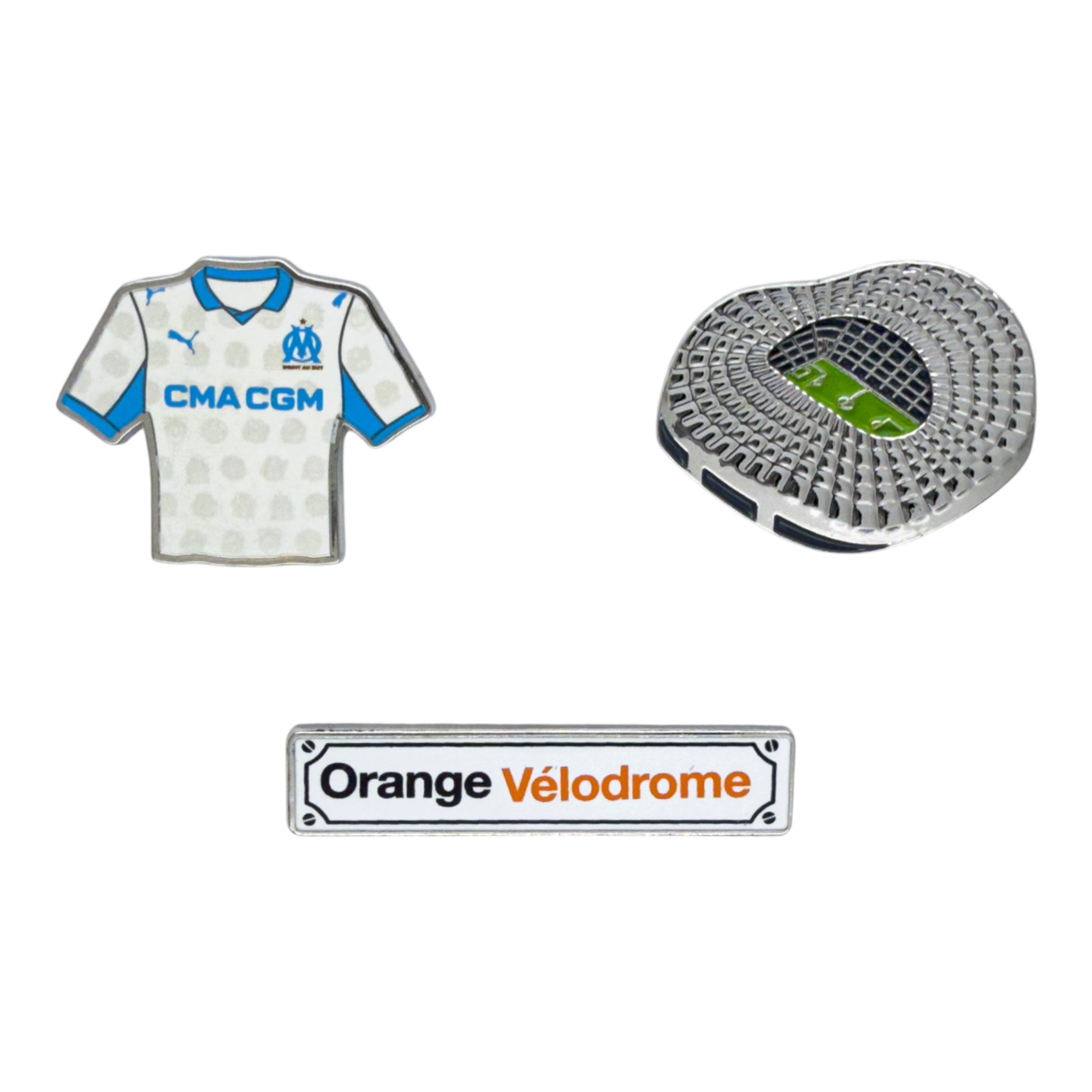 Olympique de Marseille - Pin Badge Jersey / Sign / Stadium (Set of 3)