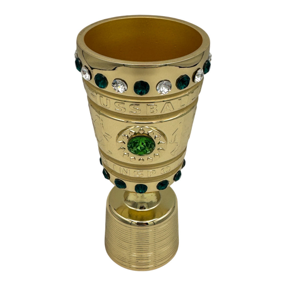 Front view of a 150mm DFB Pokal trophy replica - German Football Cup gold trophy standalone