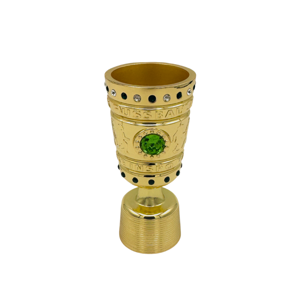 Front view of DFB Pokal trophy stand alone