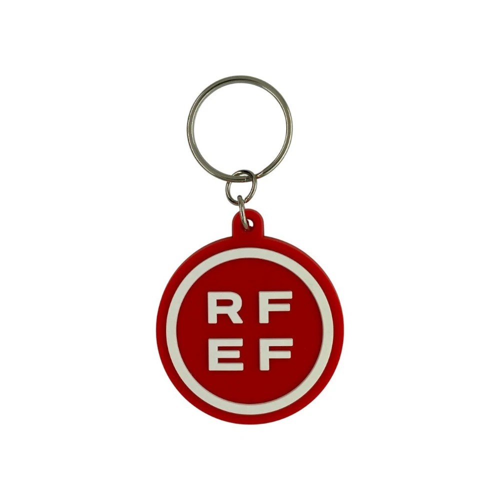 RFEF PVC Schlüsselanhänger mit dem Logo der spanischen Fußballföderation in Rot und Weiß.