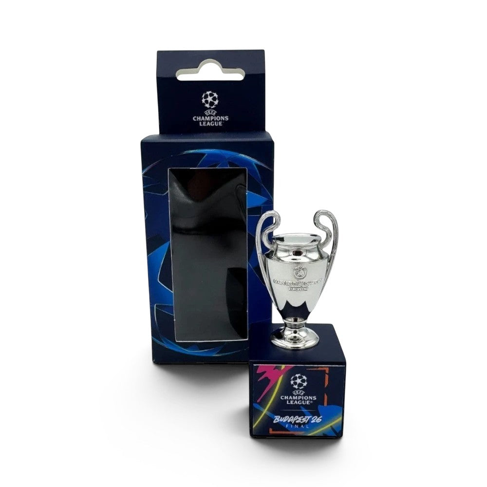 UEFA Champions League - Trophy Replica on Wooden Pedestal "Budapest 26 Final" (45 mm)