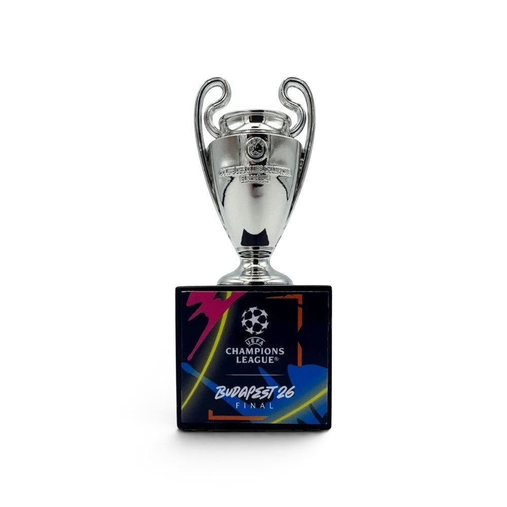 UEFA Champions League - Trophy Replica on Wooden Pedestal "Budapest 26 Final" (45 mm)