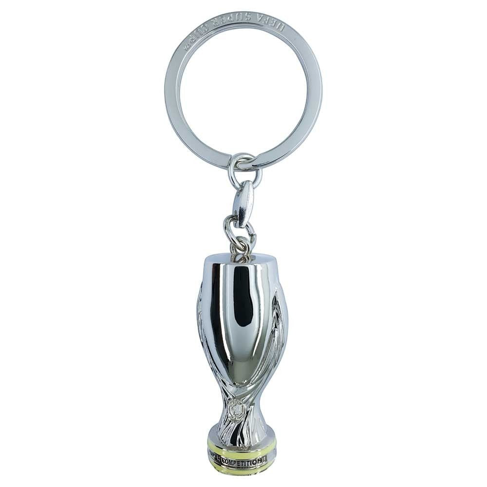 Am Ball UEFA Super Cup Trophäen-Schlüsselanhänger aus silberfarbenem Zamak mit detailliertem Design
