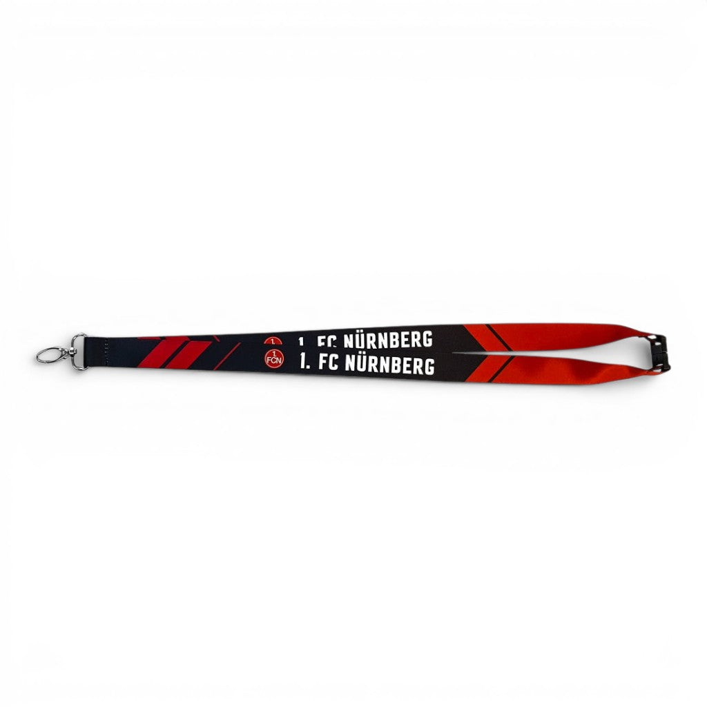 Am Ball 1. FC Nürnberg Lanyard aus Nylon mit Metallkarabiner in Rot und Schwarz mit Vereinslogo und Schriftzug
