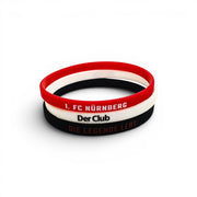 Am Ball 1. FC Nürnberg Silikonarmbänder im 3er-Set in Rot, Weiß und Schwarz mit Vereins-Slogans