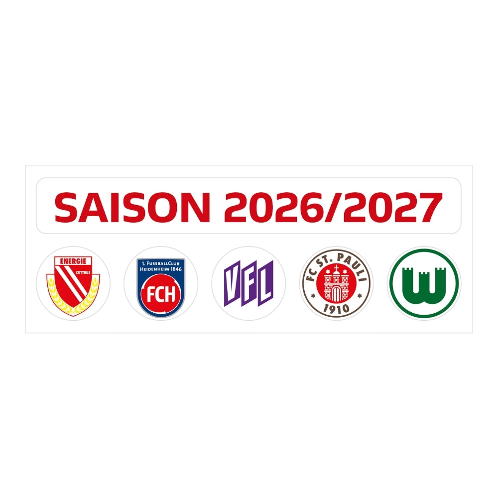 Am Ball 2. Bundesliga Update-Set für die Saison 2026/2027 mit fünf Vereinsmagneten für das Ranking-Board