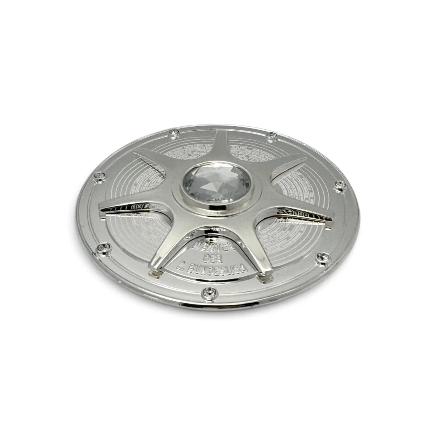 Am Ball 2. Bundesliga Meisterschale 70mm Replik mit FC Schalke 04 Gravur und Display-Ständer