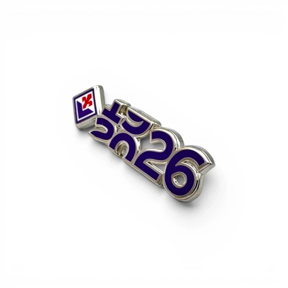 Am Ball ACF Fiorentina Anstecknadel zum 100-jährigen Jubiläum in Lila und Silber mit Vereinslogo