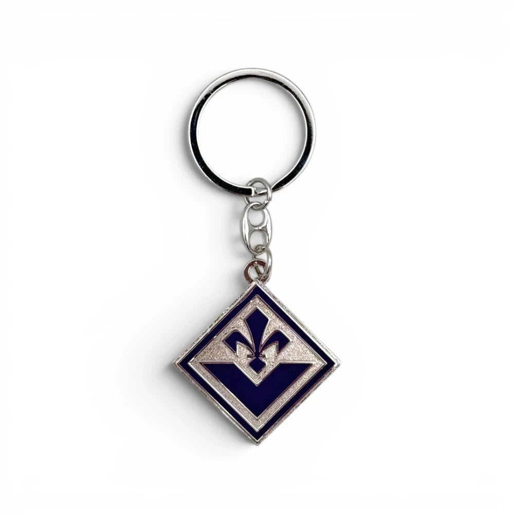 Am Ball ACF Fiorentina Metall-Schlüsselanhänger mit violettem Rauten-Logo und Lilien-Symbol