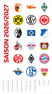 Am Ball Bundesliga Magnet Ranking Board mit 18 Vereinswappen und Zusatzmagneten für die Saison 2026/27