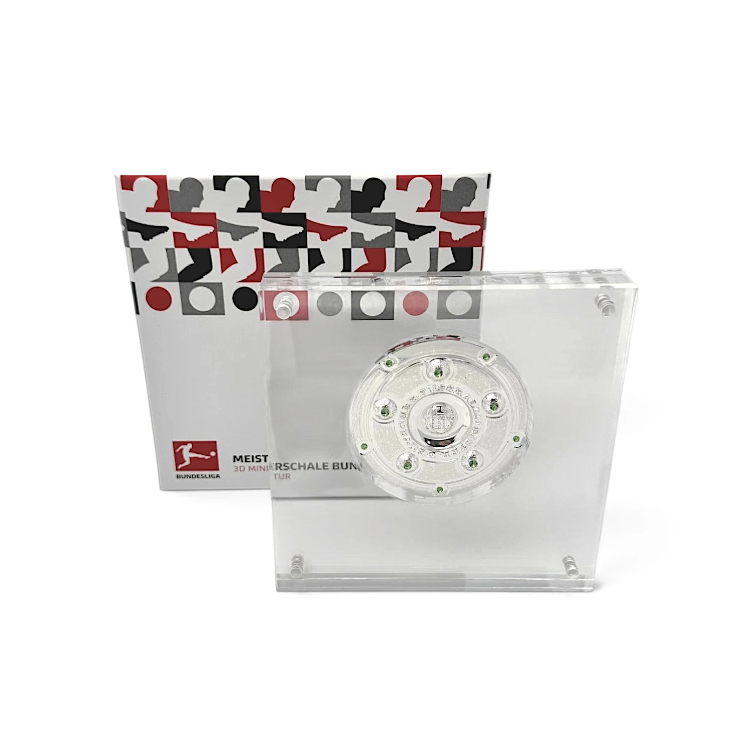 Am Ball Bundesliga Meisterschale 70mm Replik in Acryl-Display mit FC Bayern München Gravur für Sammler