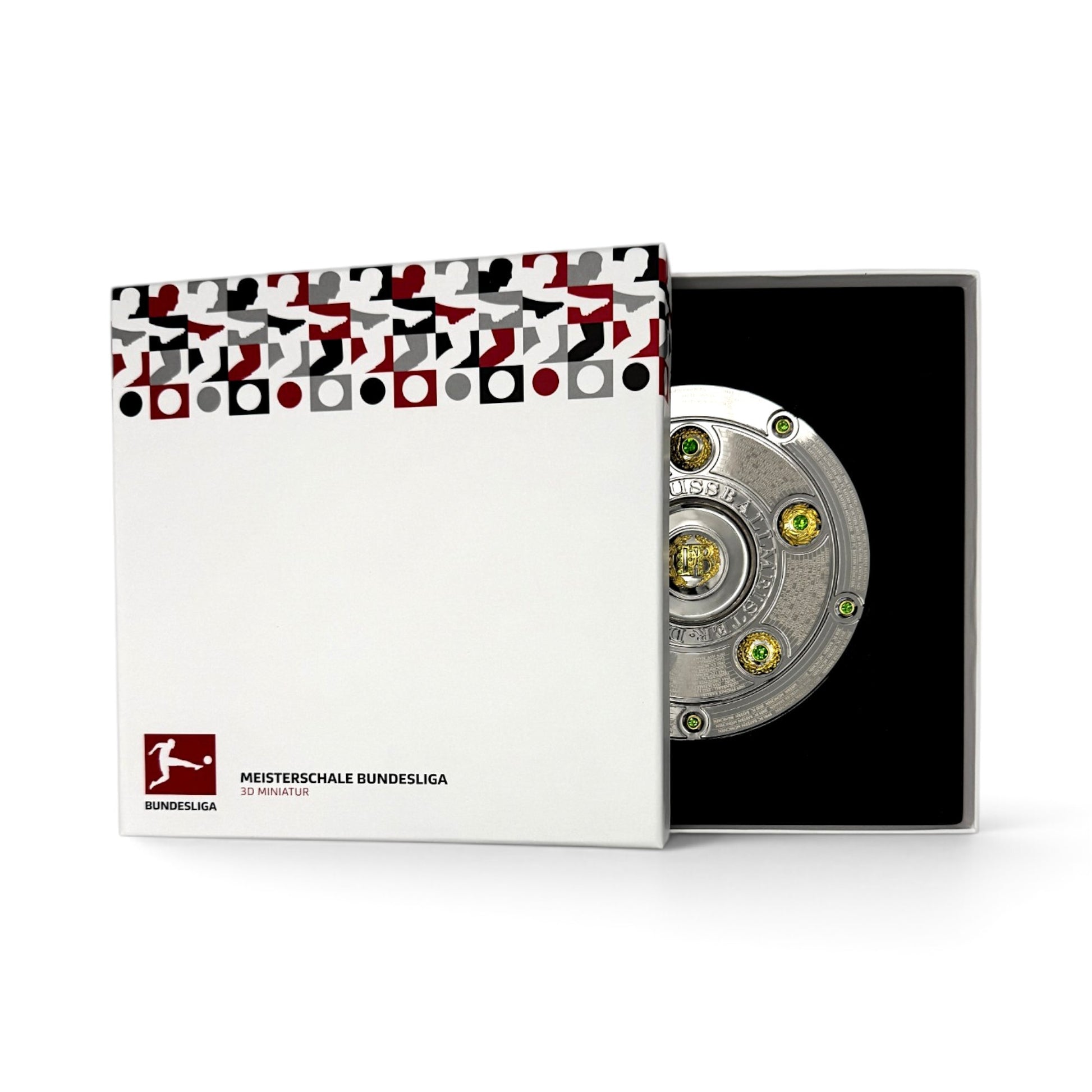 Am Ball 150mm Bundesliga Meisterschale Replik in Geschenkbox mit detaillierten Gravuren und grünen Schmucksteinen