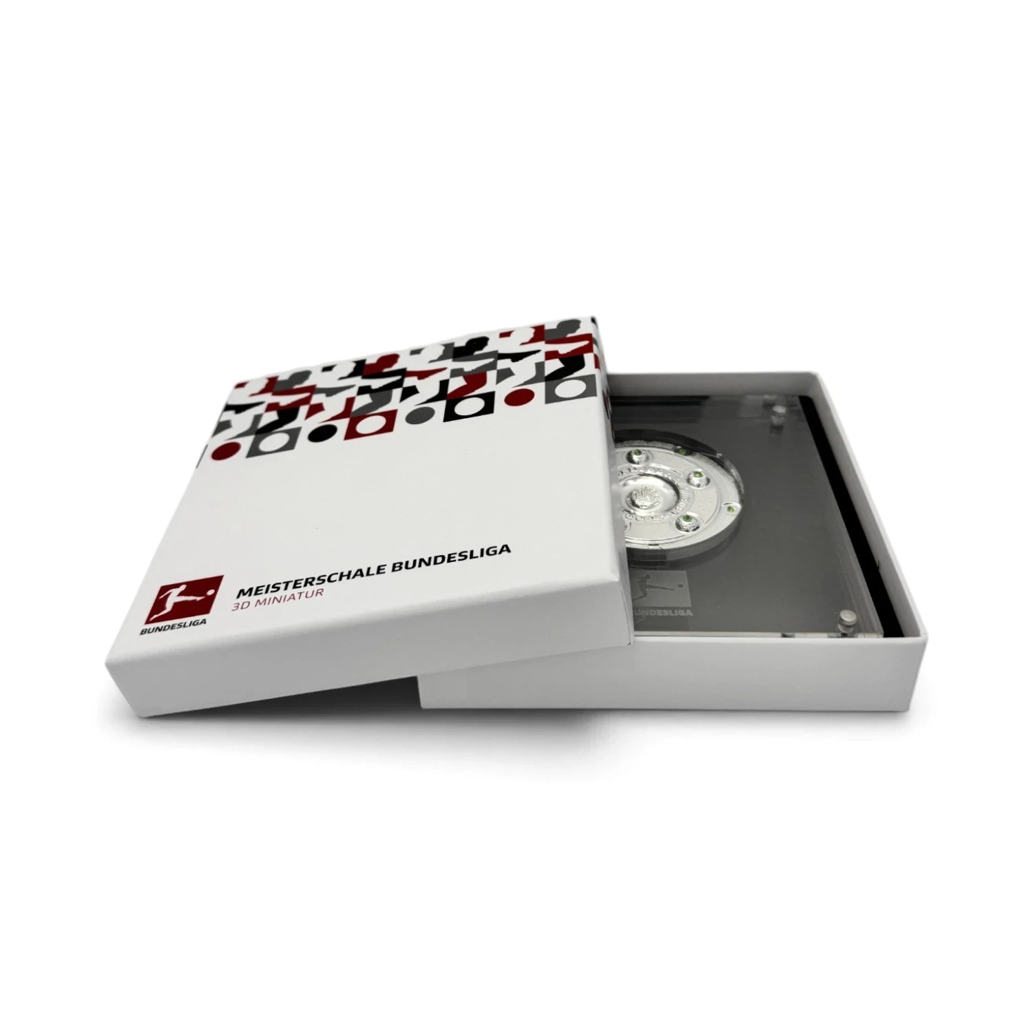 Am Ball Bundesliga Meisterschale 70mm Miniatur-Trophäe in Acryl-Displaybox mit FC Bayern München Gravur