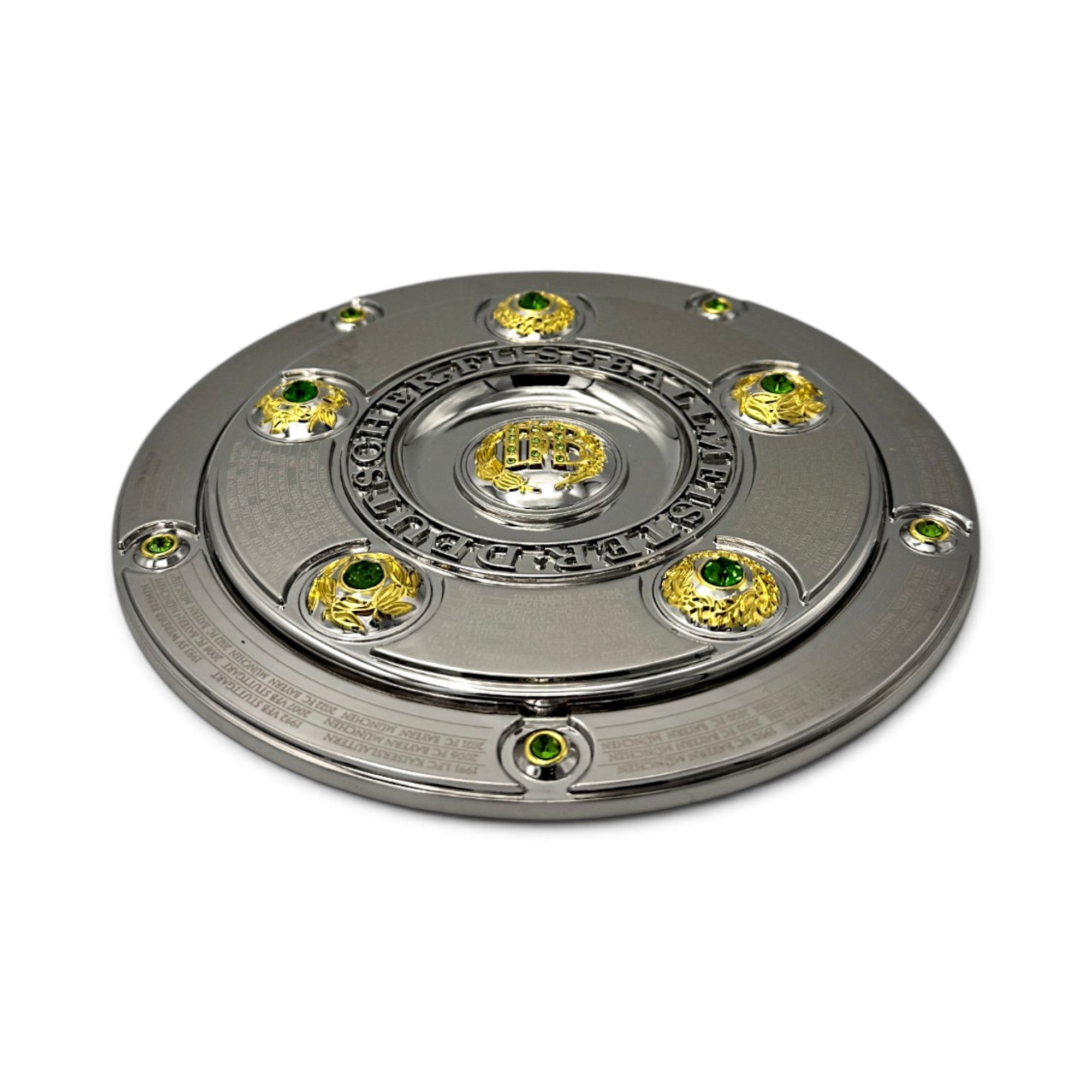 Am Ball 150mm Meisterschale Replik der Bundesliga Meisterschale mit goldenen Details und grünen Edelsteinen