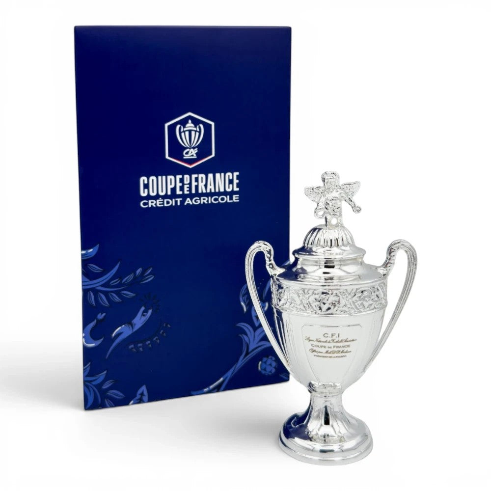 Coupe de France Trophäen-Replik aus Zamak, 100 mm hoch, mit eleganter blauer Geschenkverpackung