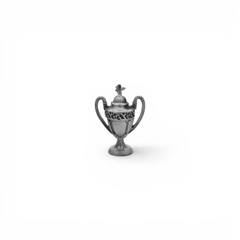Am Ball 3D-Nachbildung der Coupe de France Trophäe aus Zamak, 30 mm hoch, detailliertes silbernes Sammlerstück.
