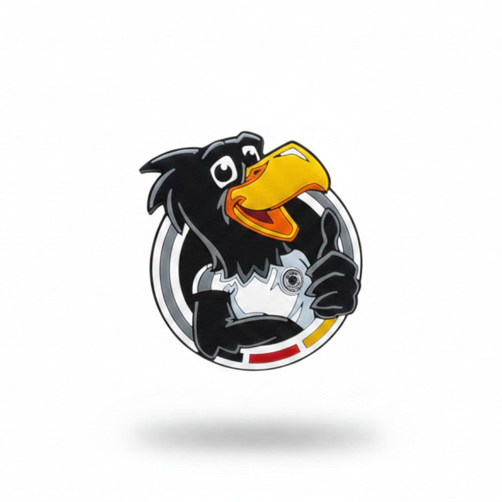 Am Ball DFB Magnet mit Paule dem Adler als PVC-Motiv im DFB-Emblem mit Daumen hoch