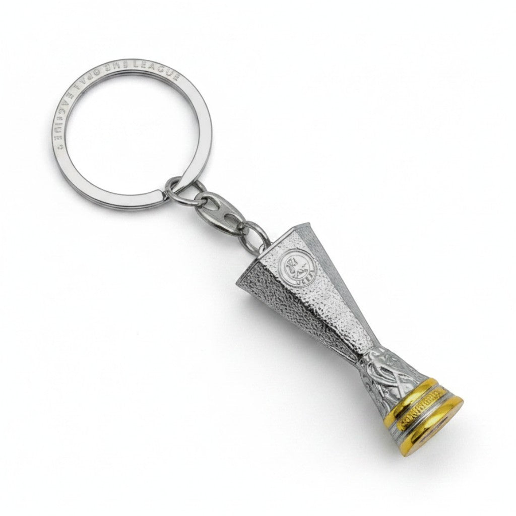 Am Ball UEFA Europa League Trophäen-Schlüsselanhänger aus Zamak mit silbernen und goldenen Details