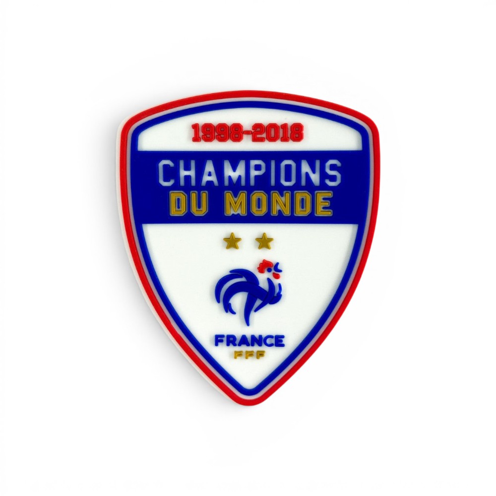 Am Ball FFF Magnet mit Champions Du Monde Design zur Feier der Weltmeistertitel 1998 und 2018 aus Kunststoff