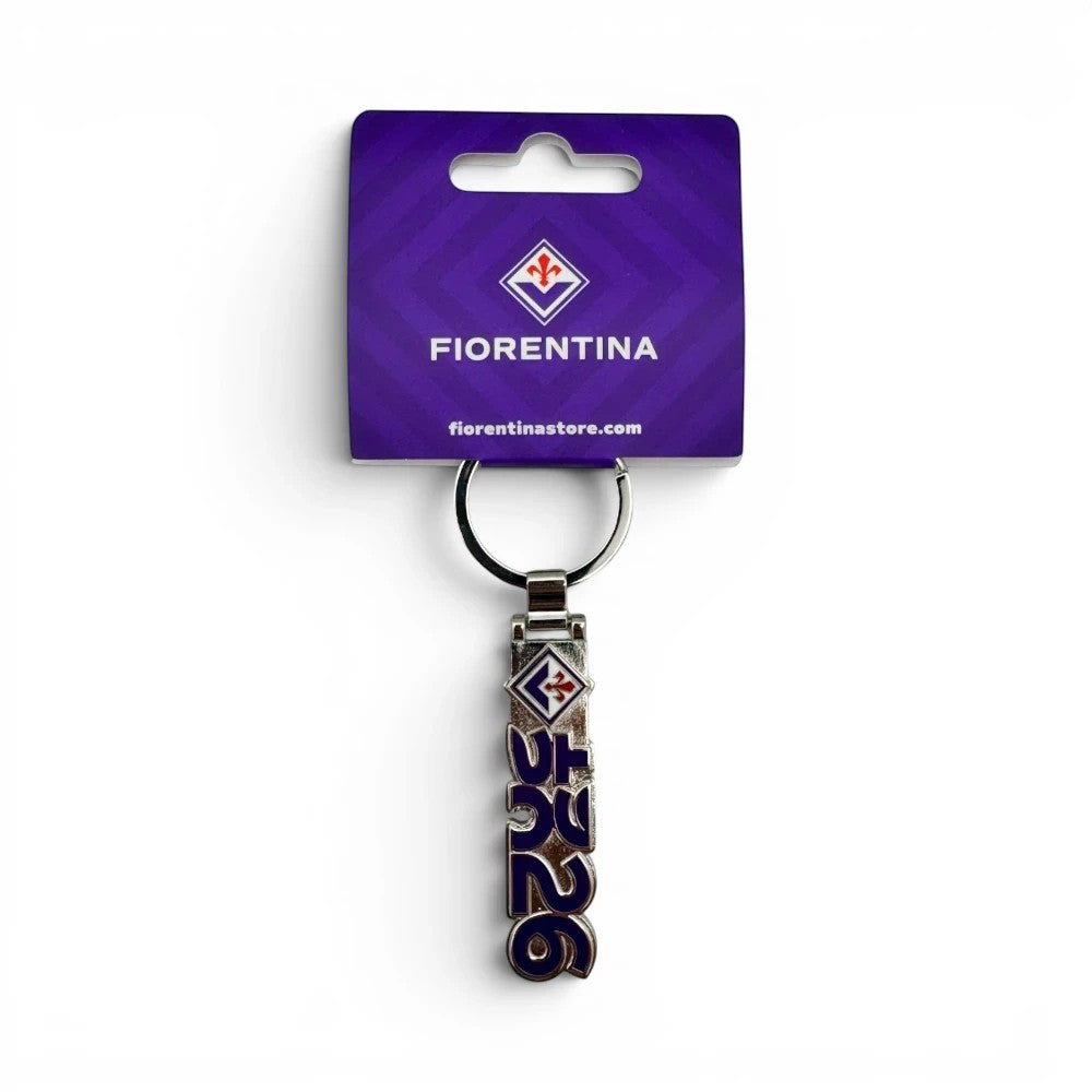 Am Ball ACF Fiorentina 100th Anniversary Schlüsselanhänger aus Metall mit Vereinslogo und Jubiläumszahl