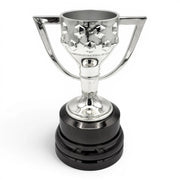 Am Ball La Liga Trophäe-Replik aus Zamak und Acryl, 150 mm, silberfarben mit schwarzem Sockel, für Fußballfans