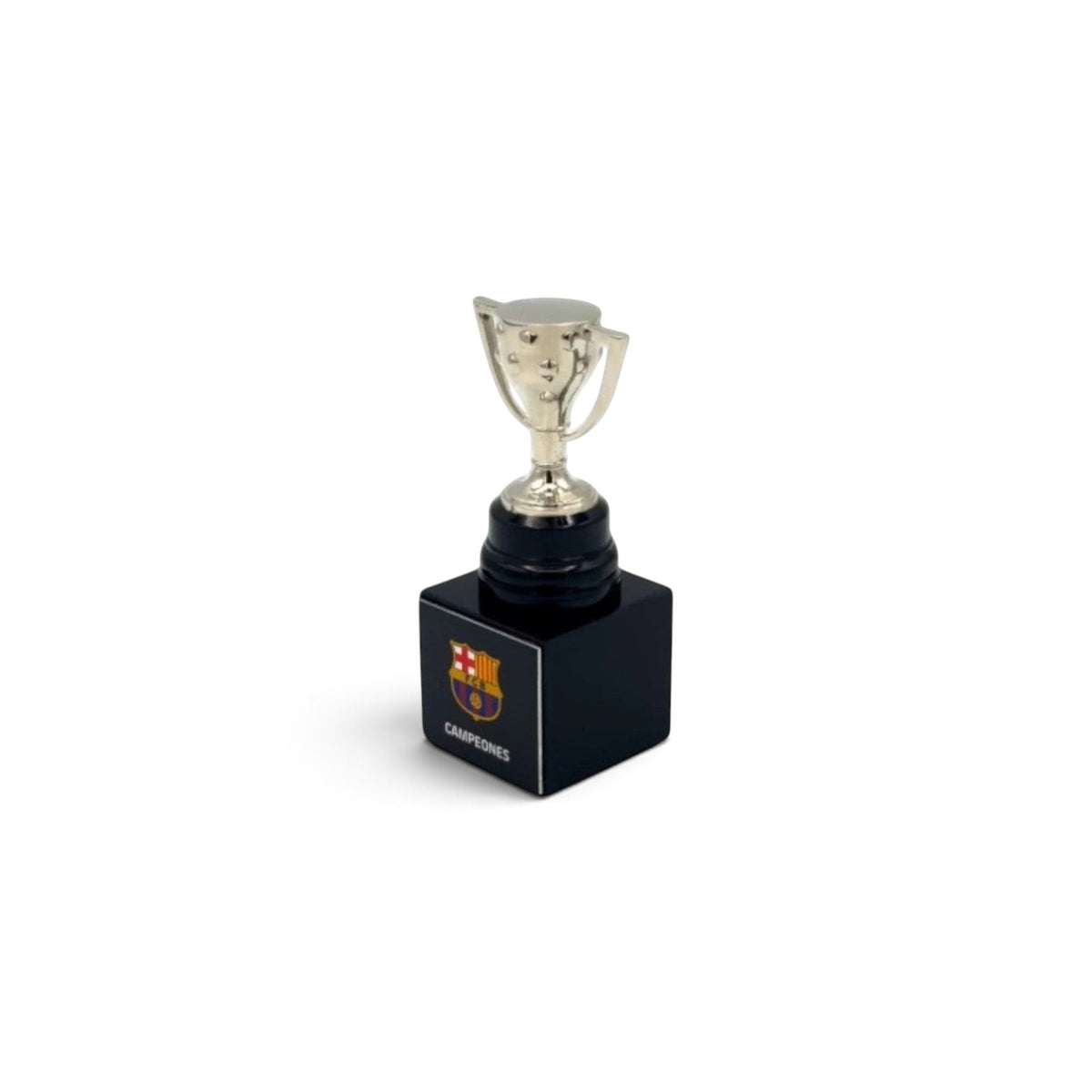 Am Ball La Liga Trophäen-Nachbildung Barcelona Campeones auf schwarzem Acrylsockel, 45 mm