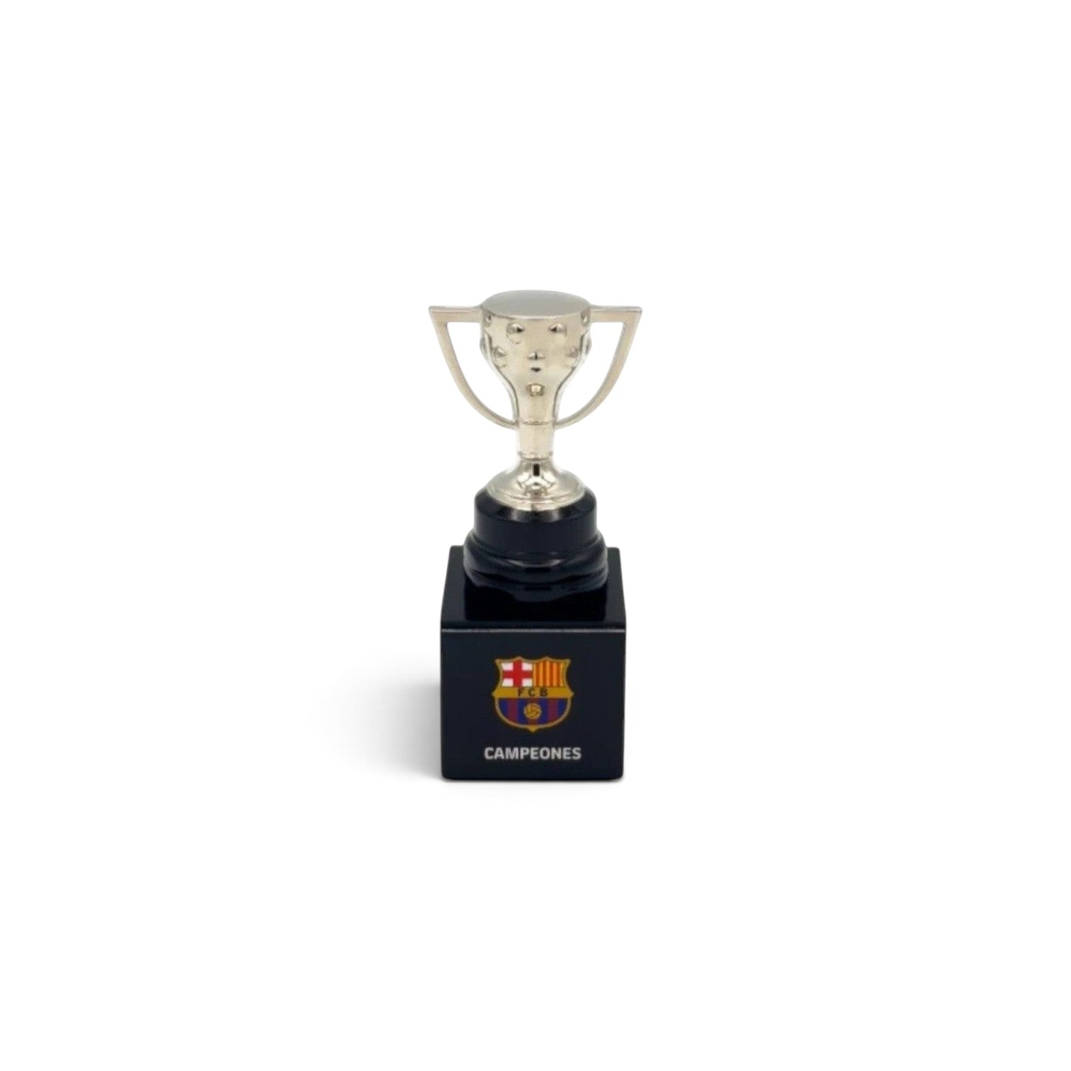 Am Ball La Liga Trophäen-Nachbildung Barcelona Campeones Edition auf schwarzem Acrylsockel, 45 mm