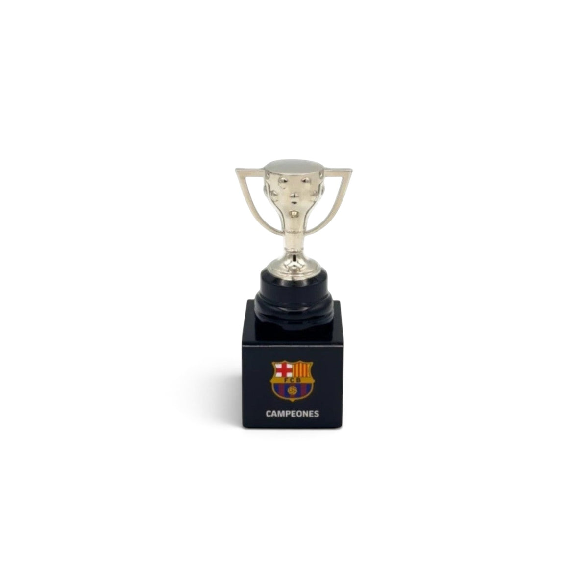 Am Ball La Liga Trophäen-Nachbildung Barcelona Campeones Edition auf schwarzem Acrylsockel, 45 mm