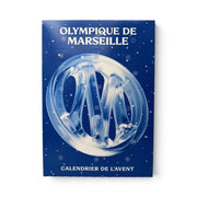 Am Ball Olympique de Marseille Adventskalender 2026 in Blau mit weißem Vereinslogo und Schneeflocken-Design